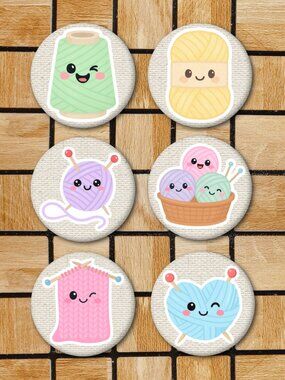Kawaii Knitting Fridge Magnets Set Of 6 Metal Magnets Home Office Kitchen School
